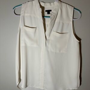 Ann Taylor Ivory Sleeveless Blouse